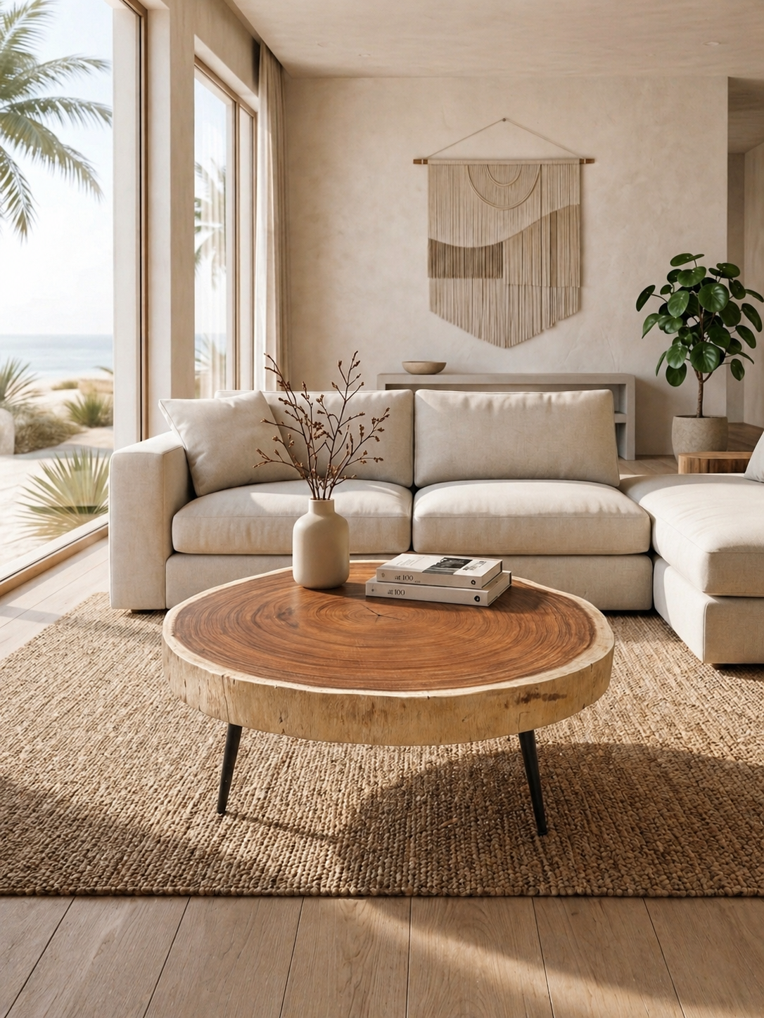 Suar Circle Coffee Table With Black Metal Legs The Broward Design Center