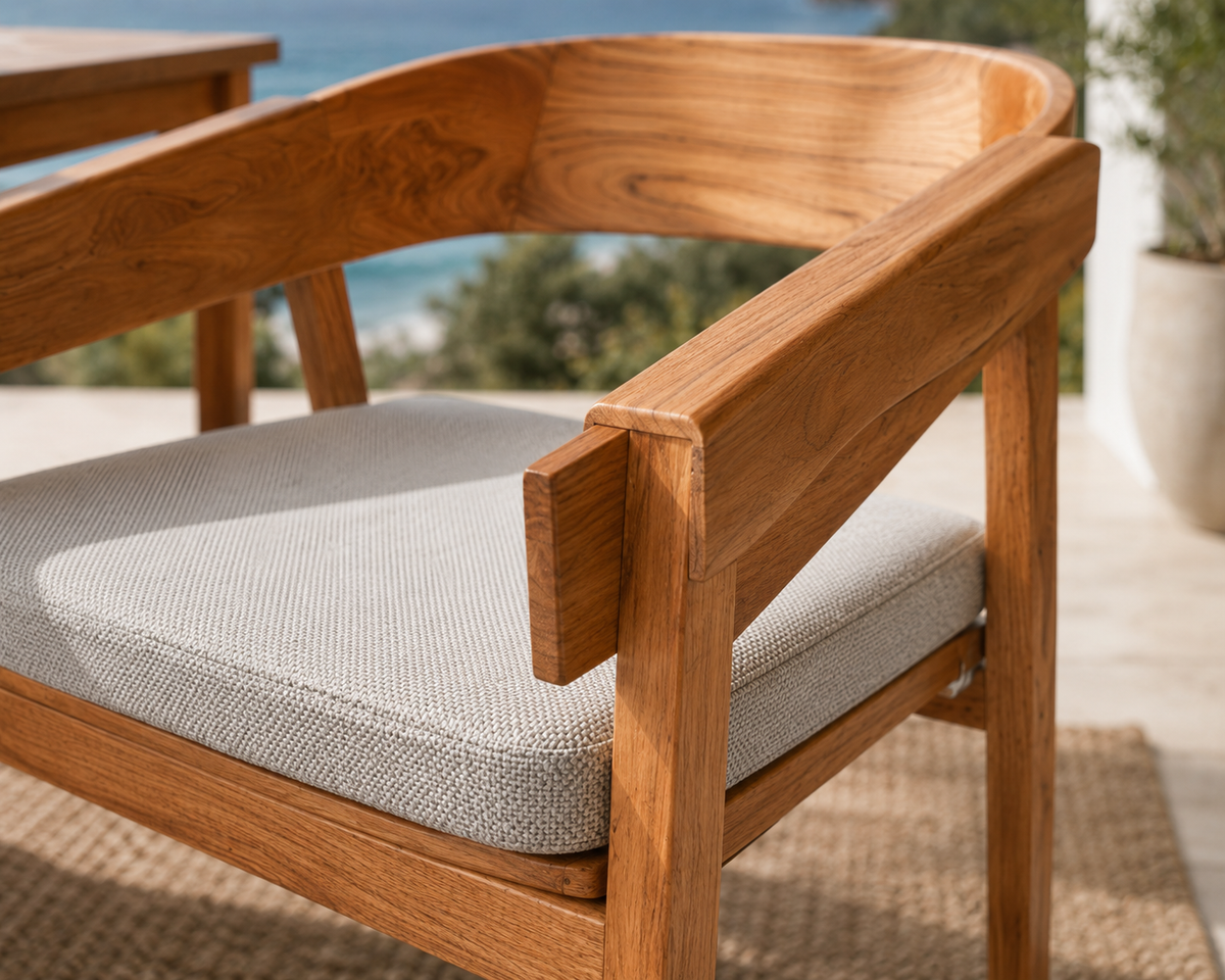 Teak round back arm chair, additional view 2