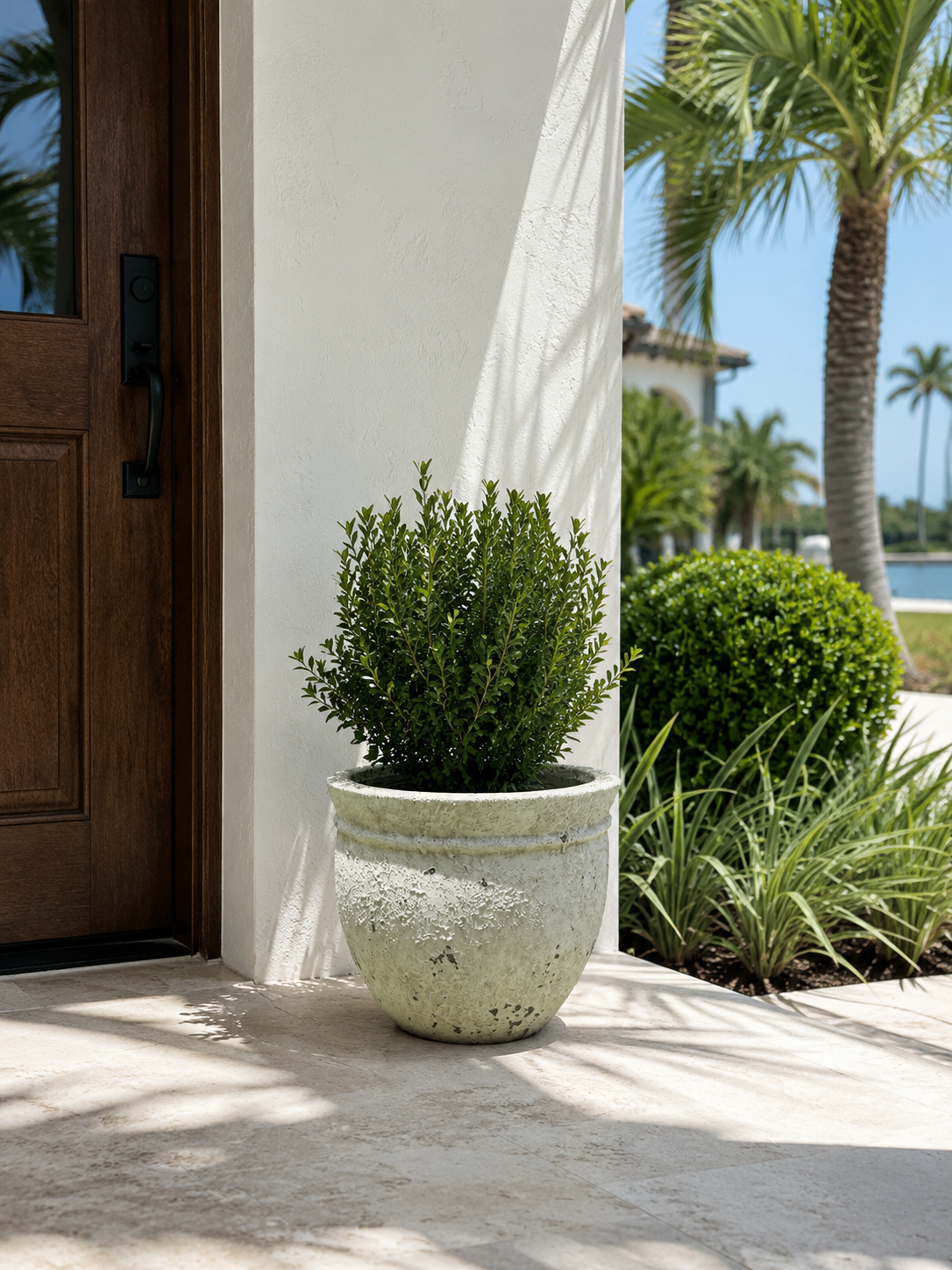 Coastal ficonstone planter, 11 inch high x 13 inch wide
