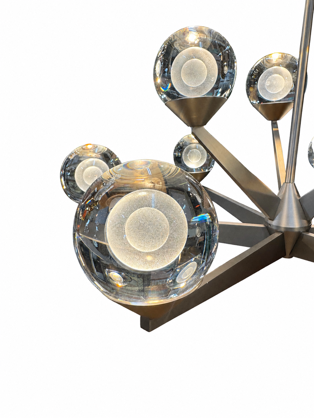 Double bubble 9 light 23.88 inch satin nickel chandelier ceiling light, additional view 5