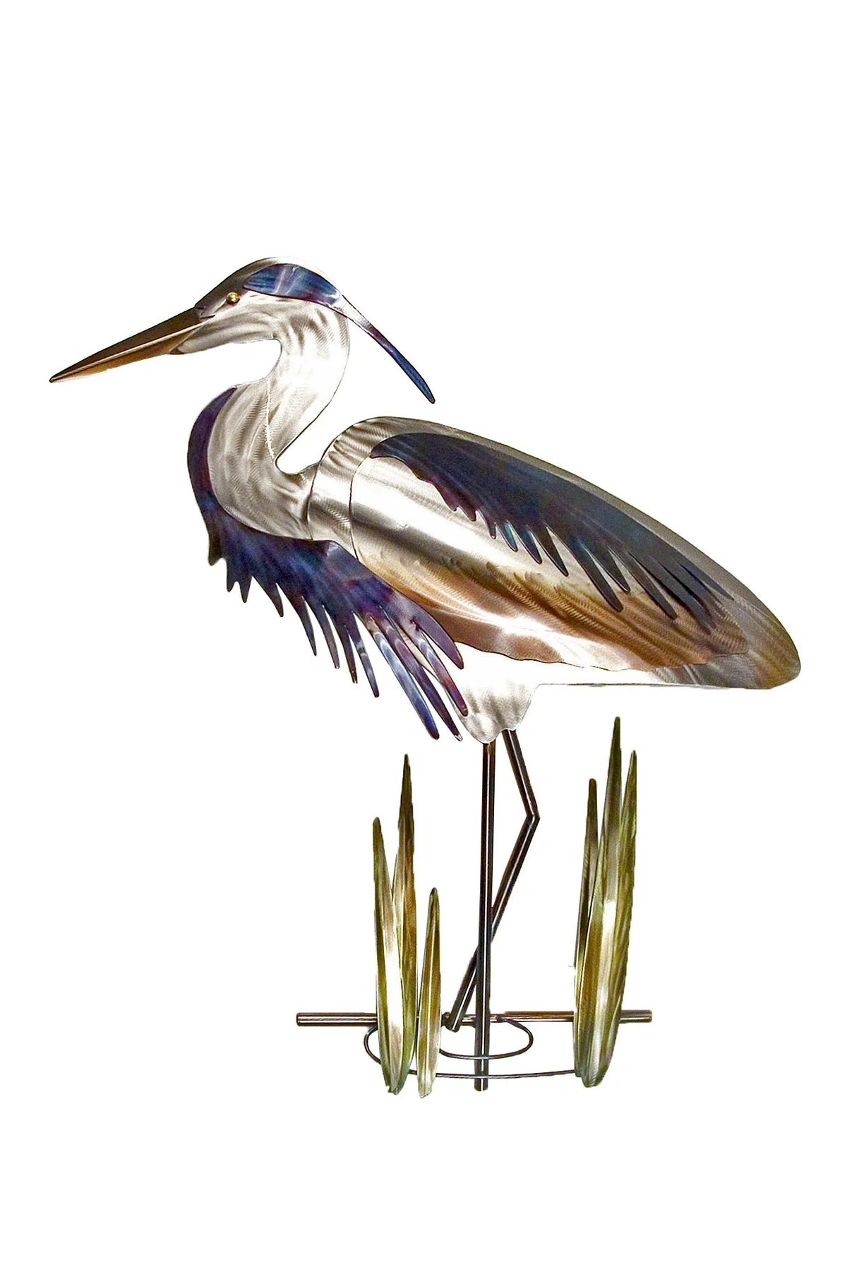 Blue heron head down (face left/stainless steel), additional view 2