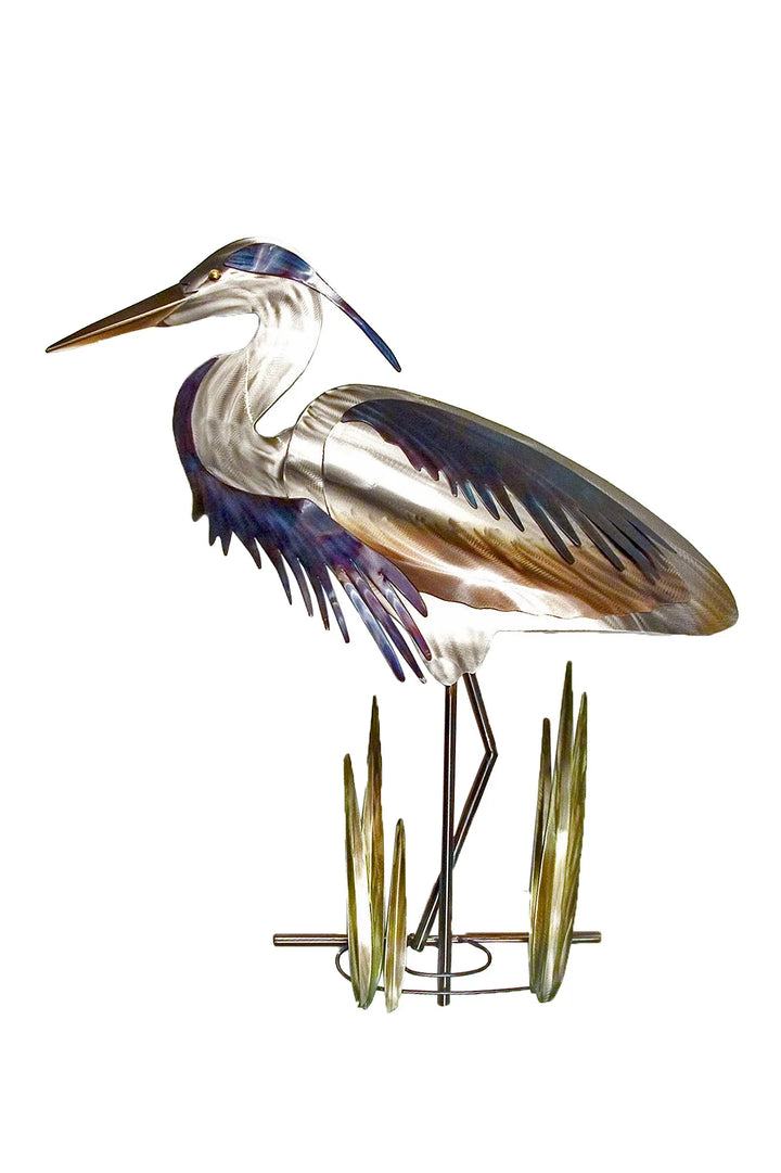 Blue heron head down (face left/stainless steel), additional view 2