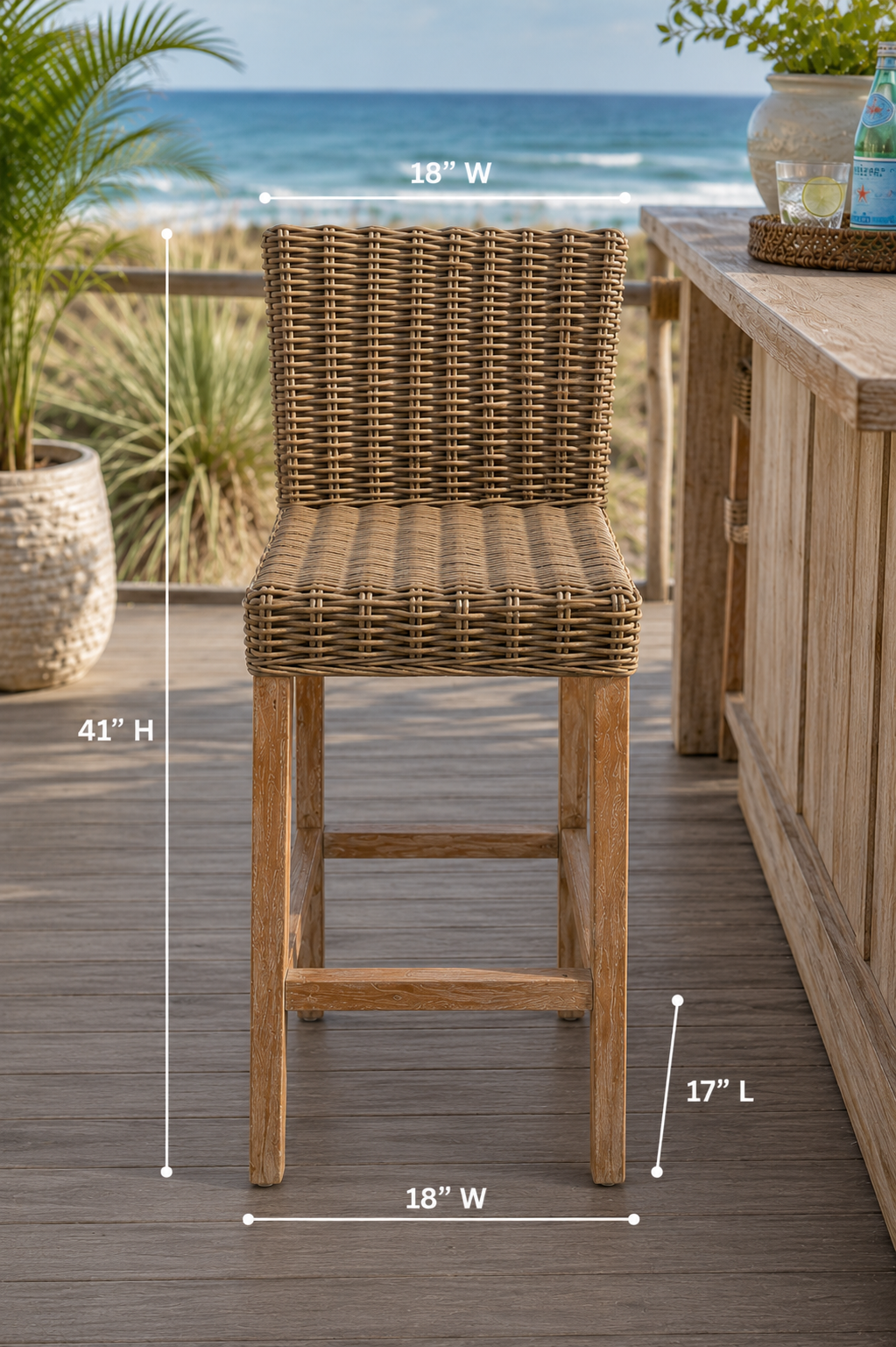 Key Largo rattan bar stool, additional view 2