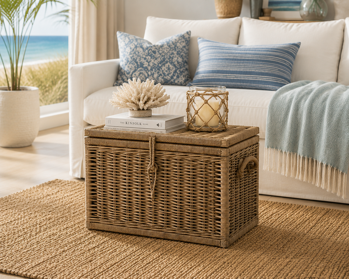 Key Largo Rattan Storage Trunk Broward Design Center
