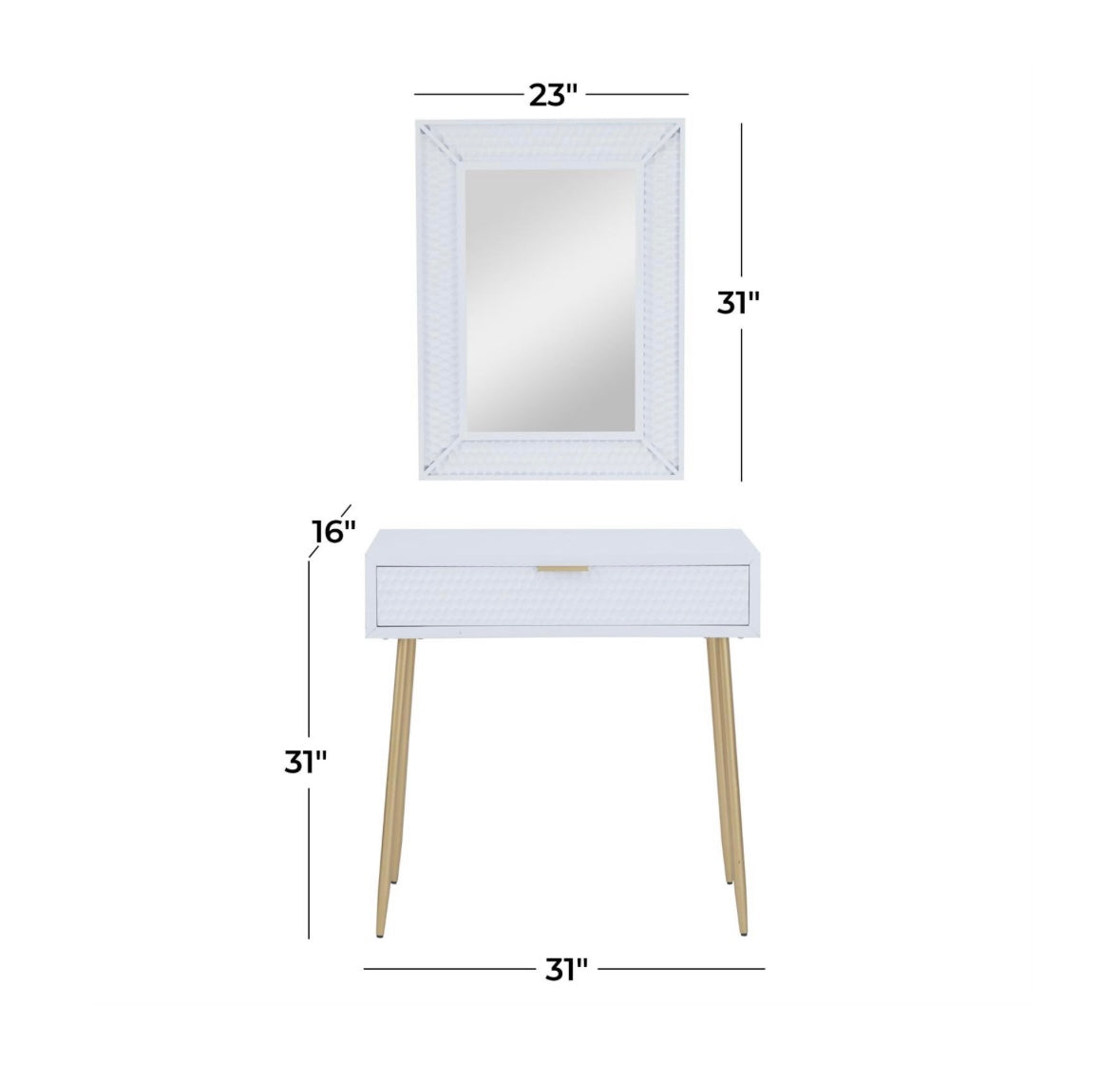 White Wood Console w/ Mirror UMA