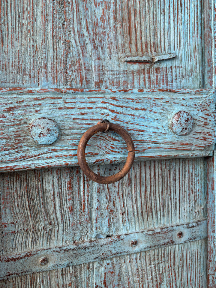 Turquoise reclaimed wood door cabinet, additional view 5