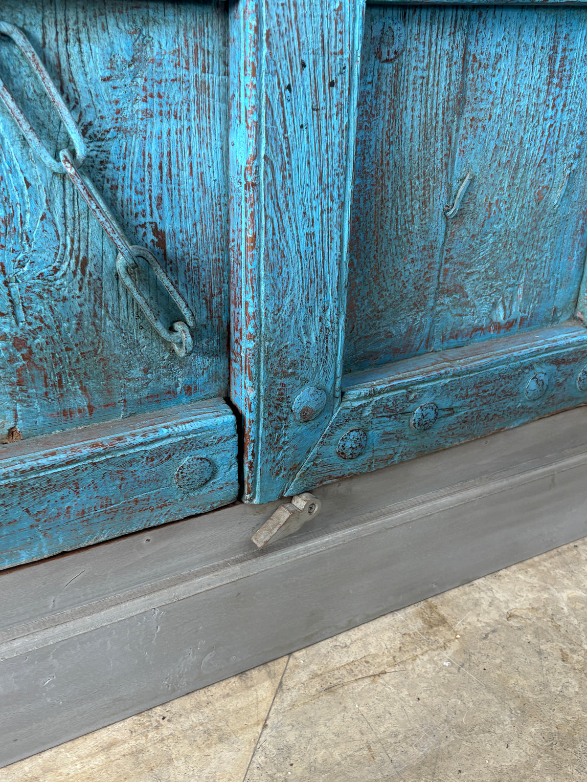 Turquoise reclaimed wood door cabinet, additional view 4
