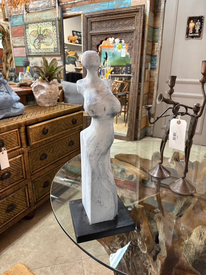 Hand-carved abstract female sculpture (blue), additional view 3